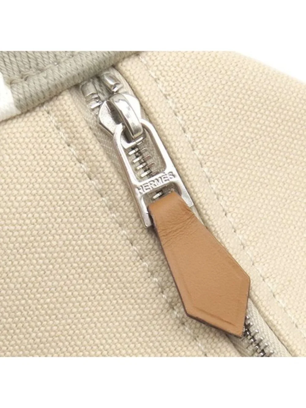 Hermes Pouch Brid-a-brac PM Cotton Canvas Natural Silver Vanity H Logo